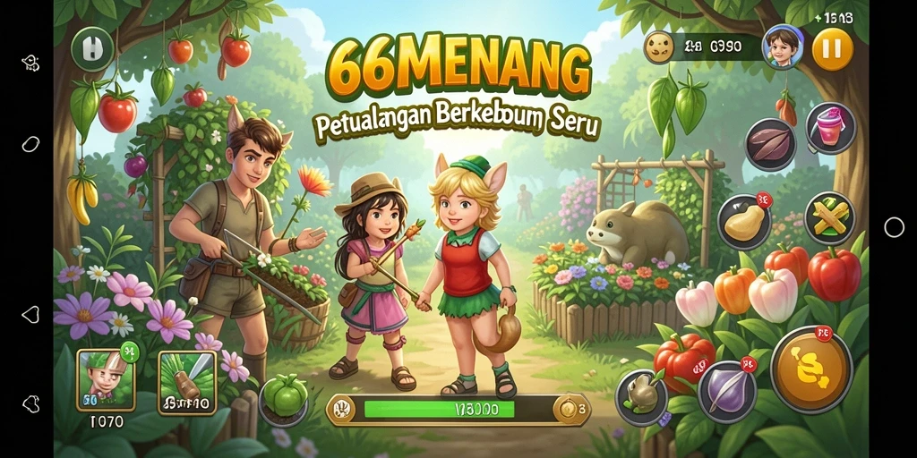 Tampilan gameplay seru di dalam kebun virtual 66MENANG.