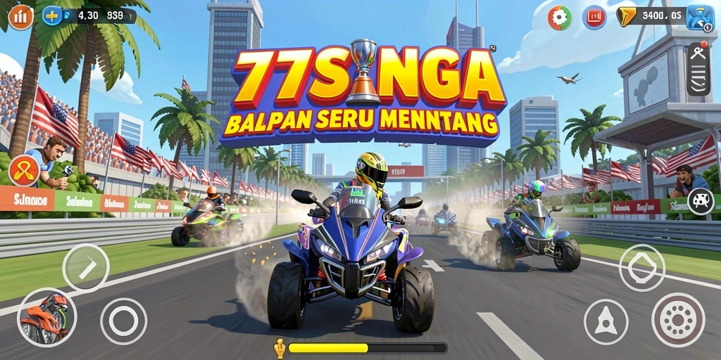 Tampilan gameplay seru dari balapan di 77SINGA.