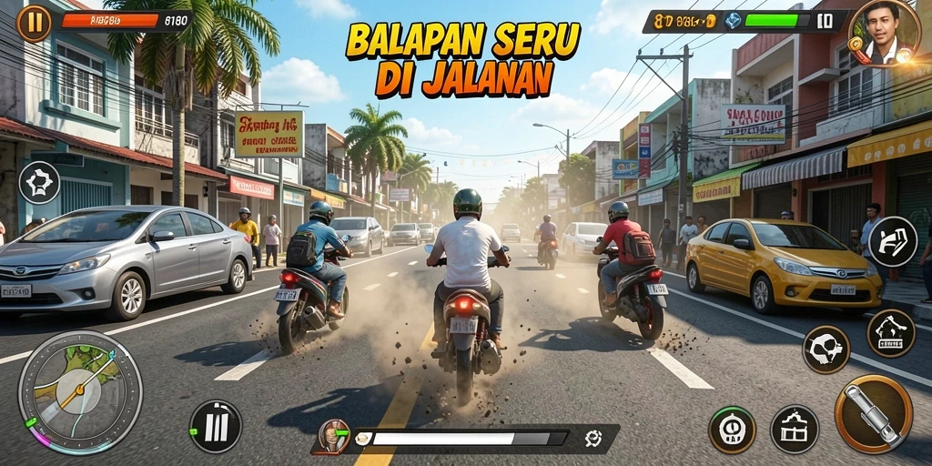 Tampilan gameplay Racing yang menegangkan dan seru.