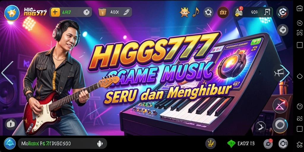 Tampilan gameplay HIGGS777 menampilkan pemain yang menikmati musik.