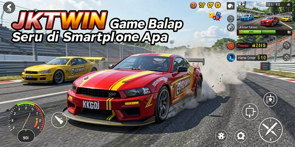 Tampilan gameplay JKTWIN dengan tren balapan yang seru.
