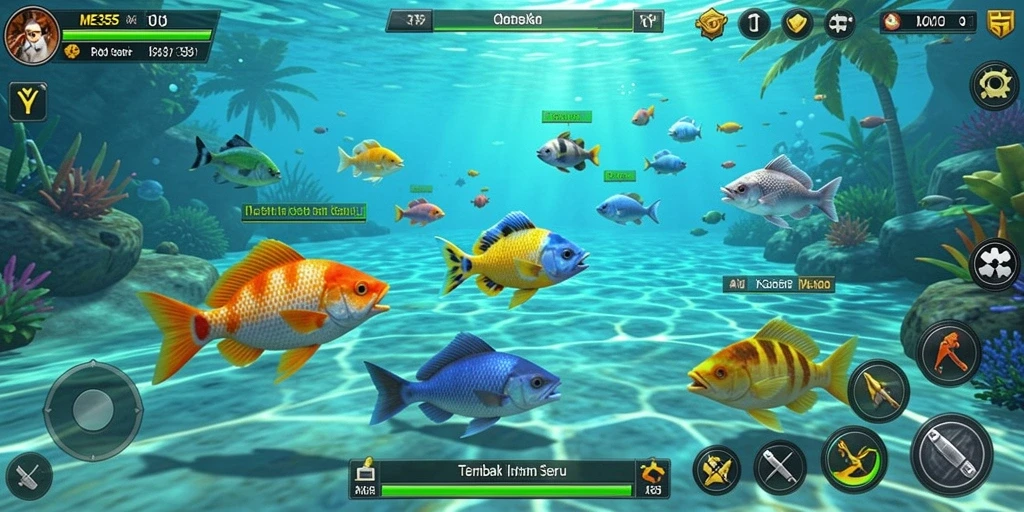Tampilan gameplay ME355 menunjukkan aksi tembak ikan yang seru dan mengasyikkan.
