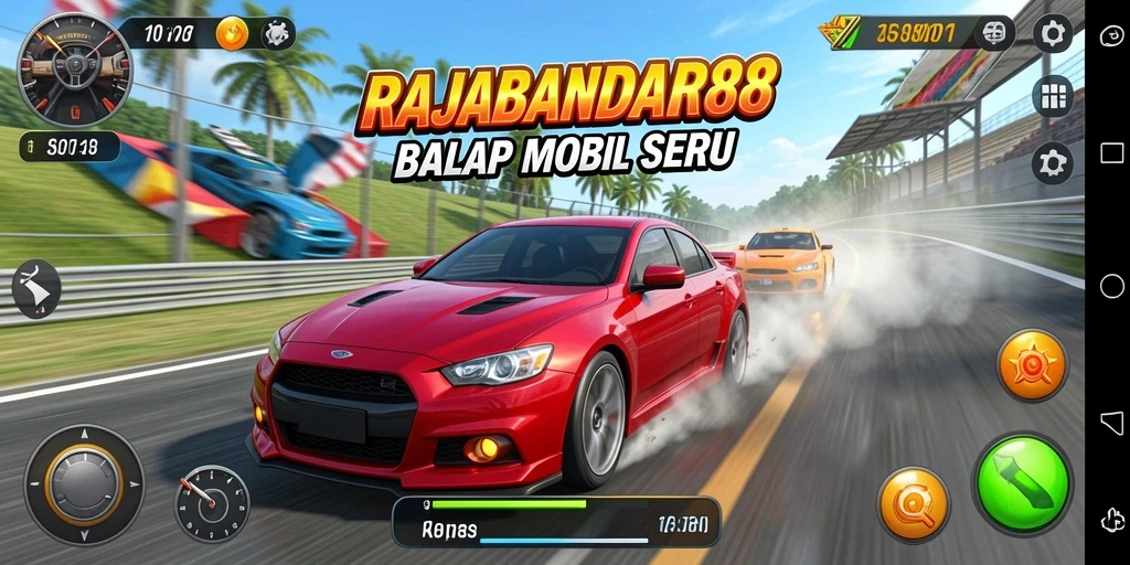 Gameplay seru dan menegangkan dari RAJABANDAR88 saat berlomba di lintasan.